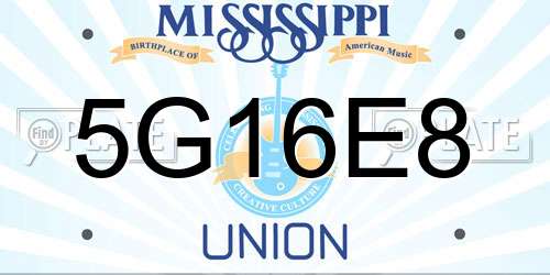 5G16E8 Mississippi License Plate