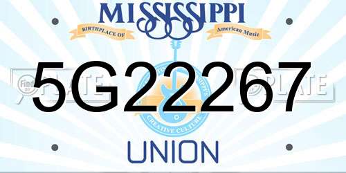 5G22267 Mississippi License Plate