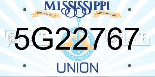 5G22767 Mississippi License Plate