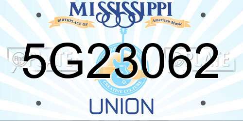 5G23062 Mississippi License Plate