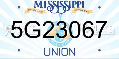 5G23067 Mississippi License Plate
