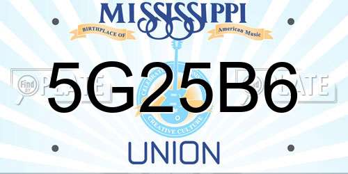 5G25B6 Mississippi License Plate