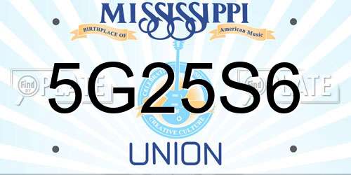 5G25S6 Mississippi License Plate
