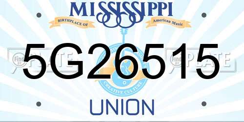 5G26515 Mississippi License Plate