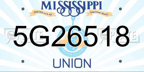 5G26518 Mississippi License Plate