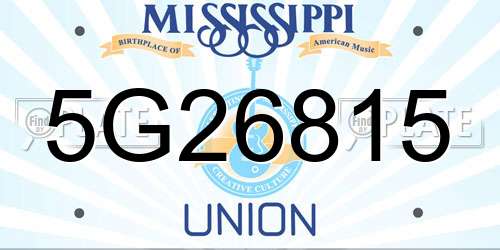 5G26815 Mississippi License Plate