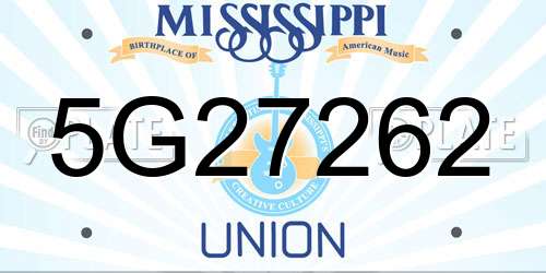 5G27262 Mississippi License Plate