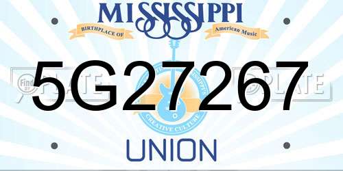 5G27267 Mississippi License Plate