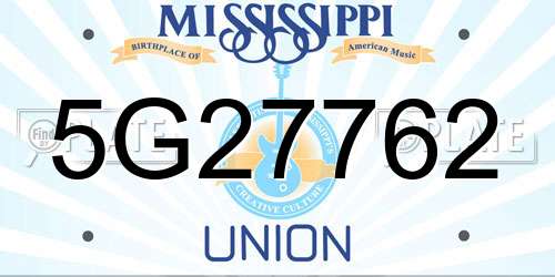 5G27762 Mississippi License Plate