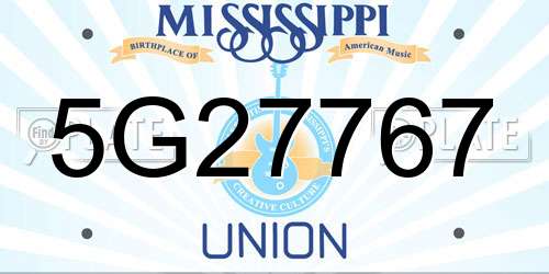 5G27767 Mississippi License Plate