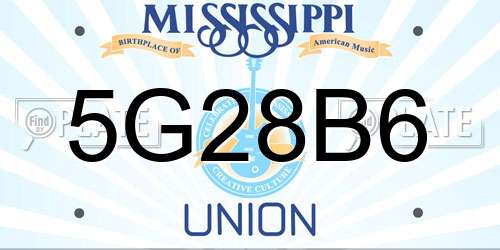 5G28B6 Mississippi License Plate