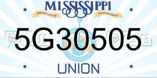 5G30505 Mississippi License Plate