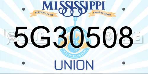 5G30508 Mississippi License Plate