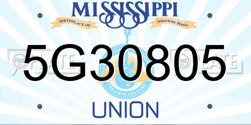 5G30805 Mississippi License Plate