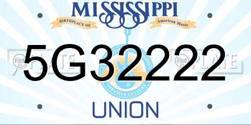 5G32222 Mississippi License Plate