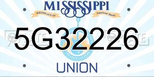 5G32226 Mississippi License Plate