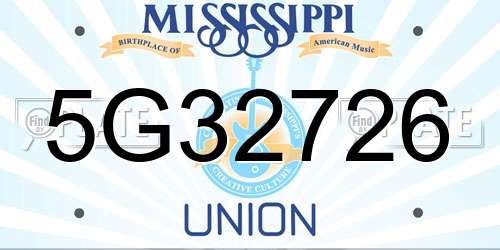 5G32726 Mississippi License Plate