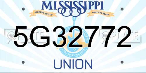 5G32772 Mississippi License Plate
