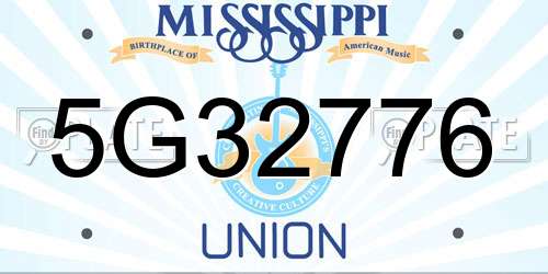 5G32776 Mississippi License Plate