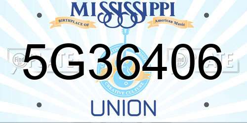 5G36406 Mississippi License Plate