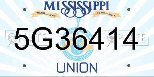 5G36414 Mississippi License Plate