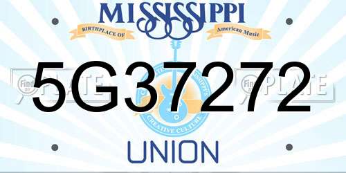 5G37272 Mississippi License Plate