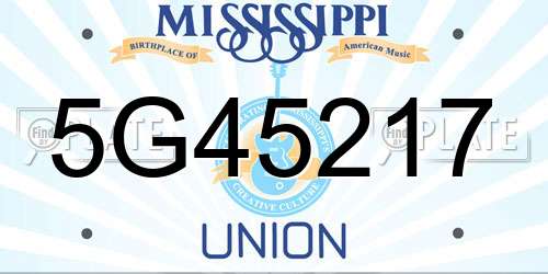 5G45217 Mississippi License Plate