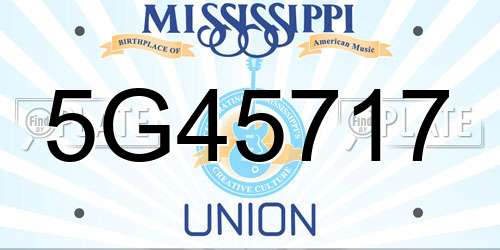 5G45717 Mississippi License Plate