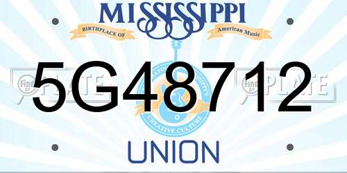 5G48712 Mississippi License Plate