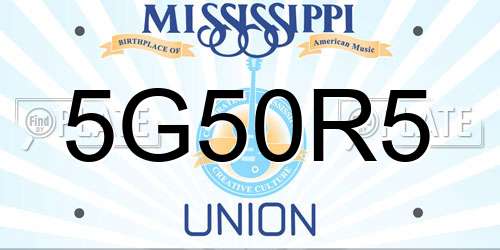 5G50R5 Mississippi License Plate