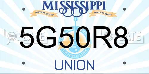 5G50R8 Mississippi License Plate