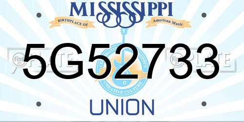 5G52733 Mississippi License Plate