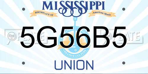 5G56B5 Mississippi License Plate
