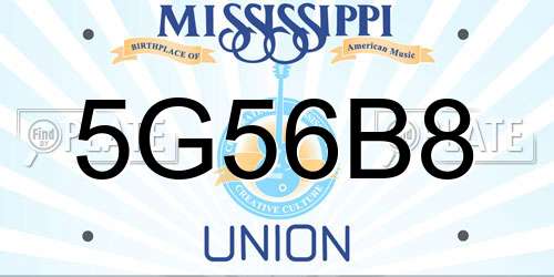 5G56B8 Mississippi License Plate
