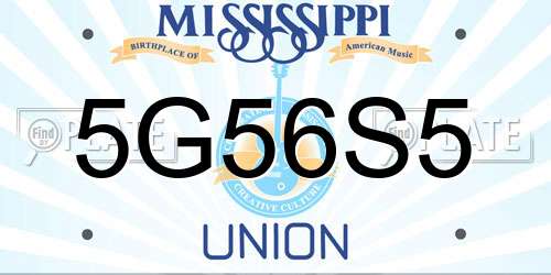 5G56S5 Mississippi License Plate