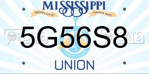 5G56S8 Mississippi License Plate