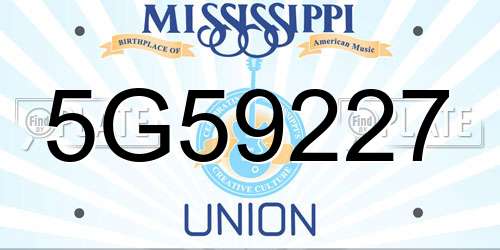 5G59227 Mississippi License Plate