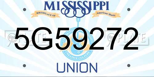 5G59272 Mississippi License Plate