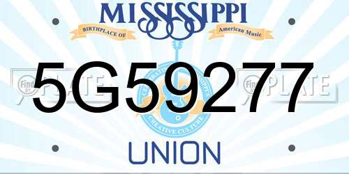5G59277 Mississippi License Plate