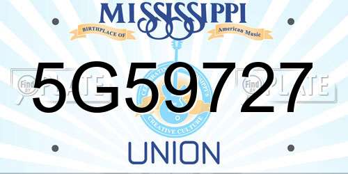 5G59727 Mississippi License Plate