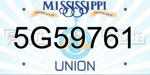 5G59761 Mississippi License Plate
