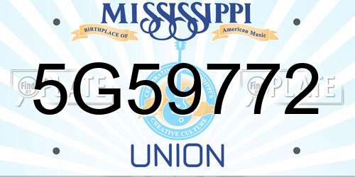 5G59772 Mississippi License Plate