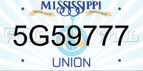 5G59777 Mississippi License Plate