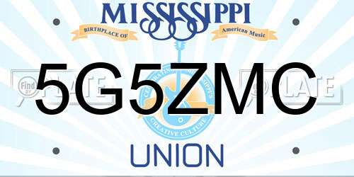 5G5ZMC Mississippi License Plate