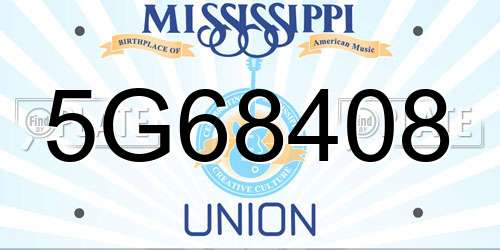 5G68408 Mississippi License Plate