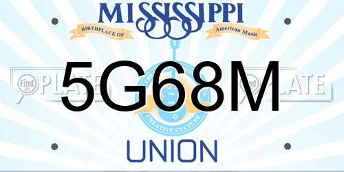 5G68M Mississippi License Plate