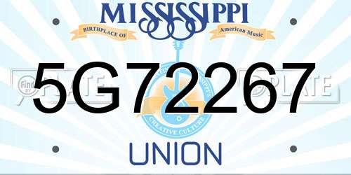 5G72267 Mississippi License Plate