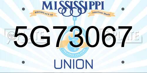 5G73067 Mississippi License Plate