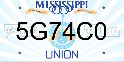 5G74C0 Mississippi License Plate