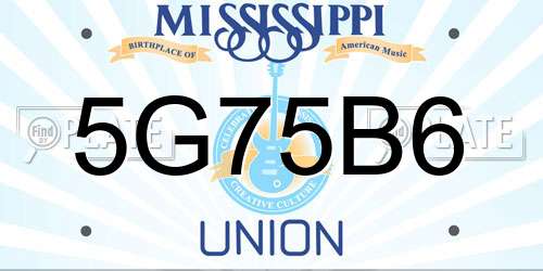 5G75B6 Mississippi License Plate